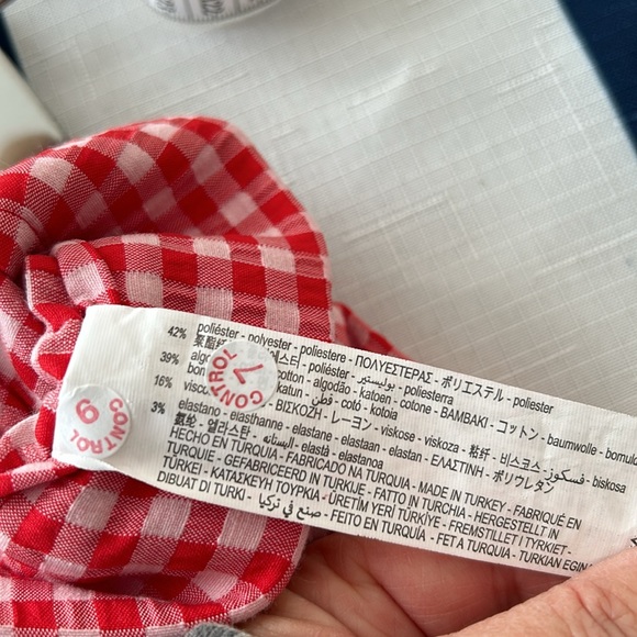 ZARA red/white mini gingham print trousers size small - Picture 12 of 12